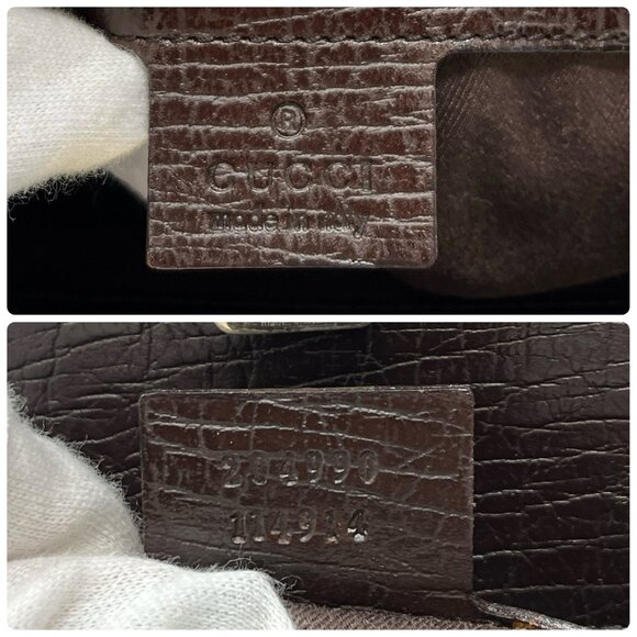 GUCCI Vintage Monogram Horsebit Chain Shoulder Bag Beige Brown Canvas [105425] - Picture 13 of 13